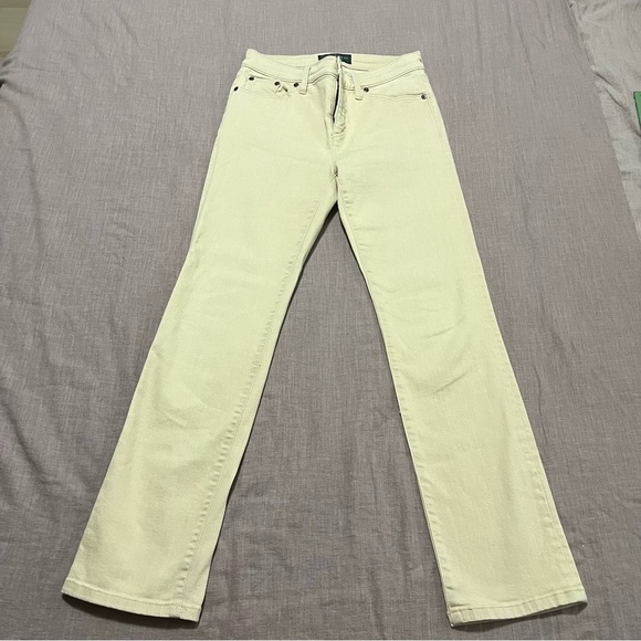 Lauren Ralph Lauren Cream Straight Leg Jeans Size 4 Petite Classic old money - Picture 2 of 8